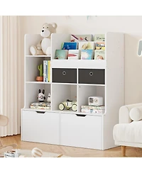 gaomon Kids Bookshelf with Drawers – Modern Wooden Toy Storage Organizer and Bookcase with Cubbies