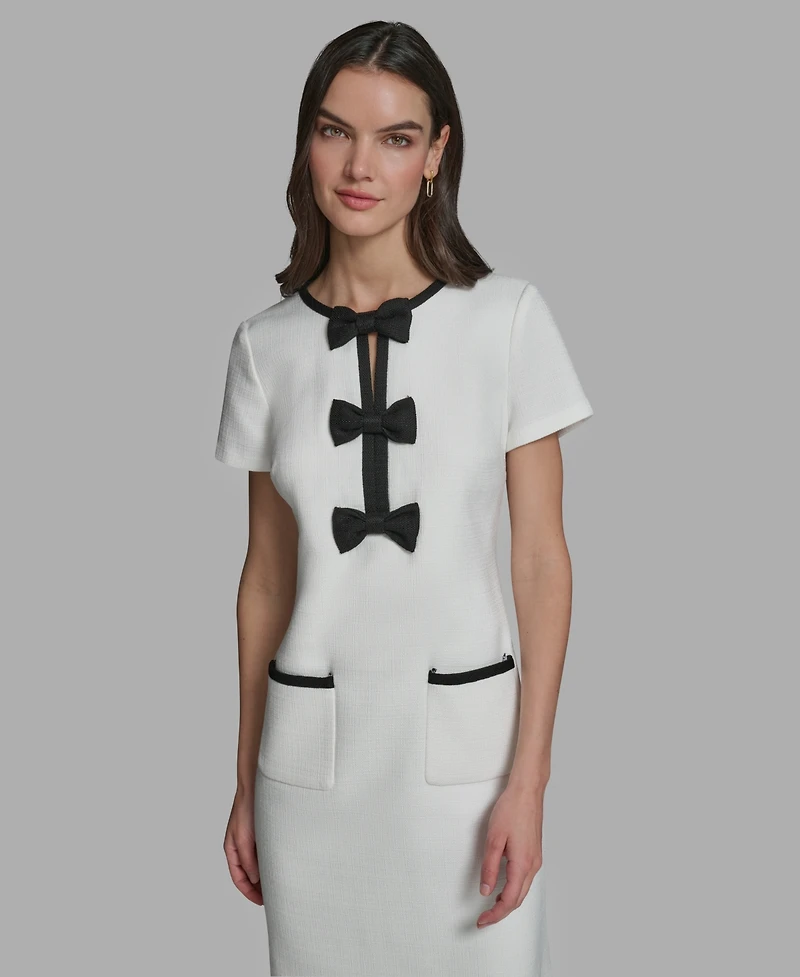 Karl Lagerfeld Paris Women's Bow Detail A-Line Dress
