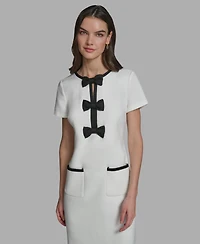 Karl Lagerfeld Paris Women's Bow Detail A-Line Dress