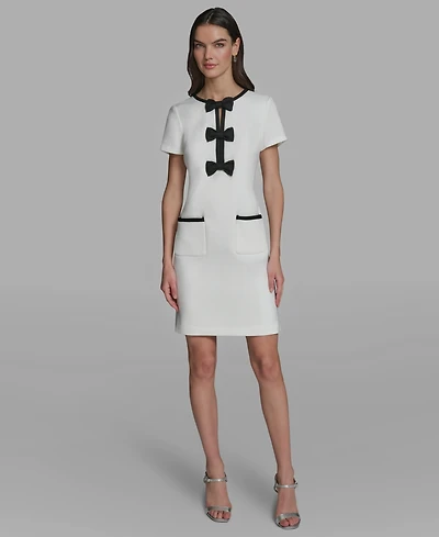 Karl Lagerfeld Paris Women's Bow Detail A-Line Dress