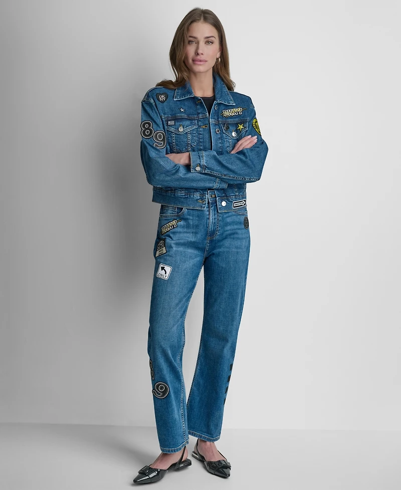 Dkny Women's 1989 Pins & Patches Collared Jacket