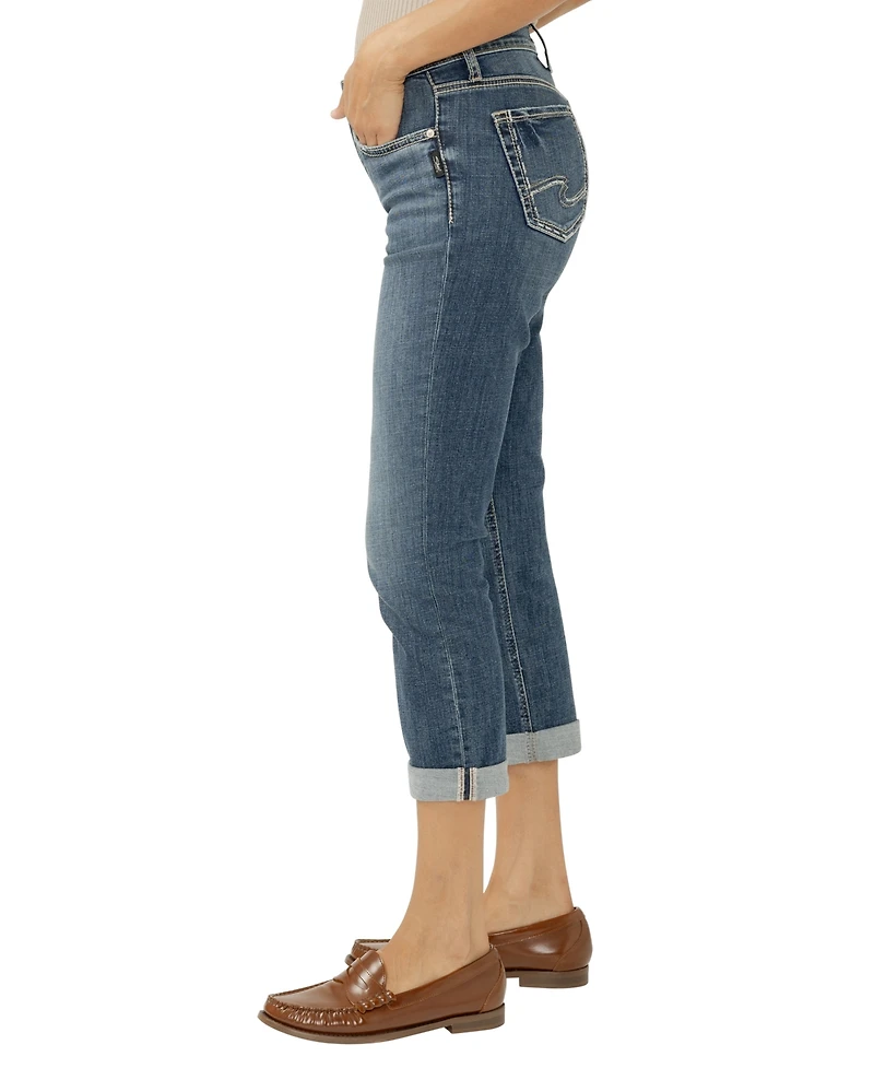 Silver Jeans Co. Women's Elyse Mid Rise Luxe Stretch Capri
