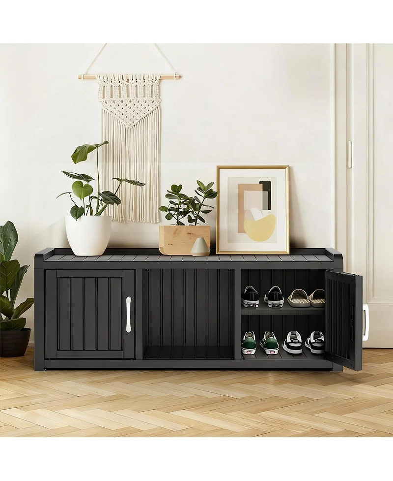 Yigii Waterproof Uv-Resistant Shoe Storage Bench with Seat for Indoor/Outdoor Use