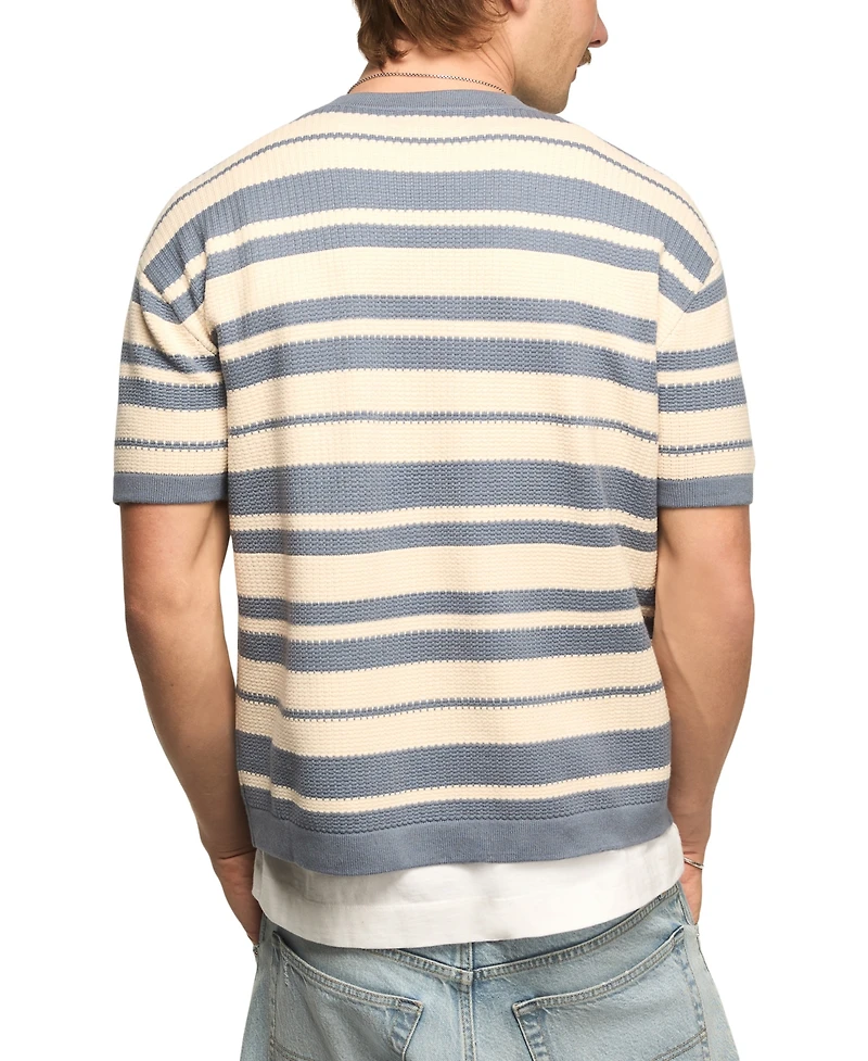 Lucky Brand Men's Textured Stripe Boxy Sweater T-Shirt