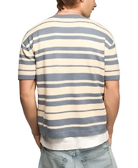 Lucky Brand Men's Textured Stripe Boxy Sweater T-Shirt