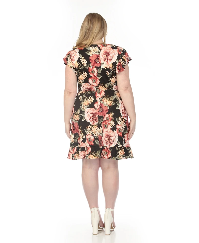 White Mark Plus V-Neck Empire Dress