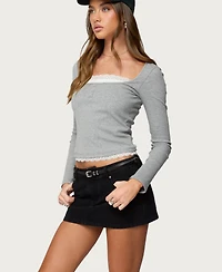 Edikted Women's Joana Layered Lacey Henley Top