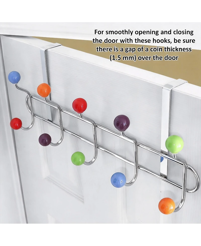 Yigii 10 Hooks Over Door Hook Rack, Stainless Steel, Ceramic Knobs