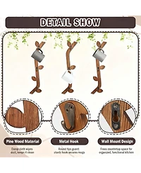 Yigii Wood Coffee Mug Wall Rack Set of 3, 9 Hooks, Space-Saving, Rustic Pine