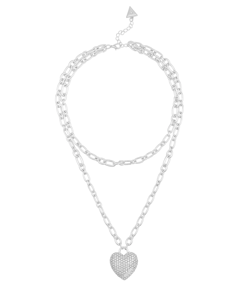 Guess Glass Stone Heart Pendant Necklace