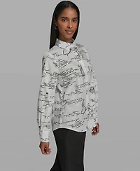 Karl Lagerfeld Paris Women's Collared Woven Blouse
