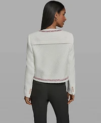 Karl Lagerfeld Paris Women's Crewneck Cropped Woven Jacket