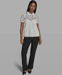 Karl Lagerfeld Paris Women's Short-Sleeve Woven Blouse