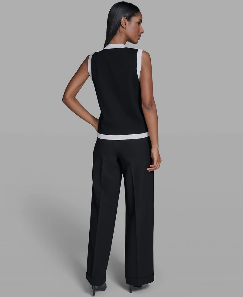 Karl Lagerfeld Paris Women's Button-Down V-Neck Sweater