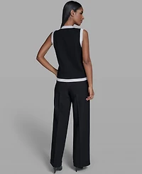 Karl Lagerfeld Paris Women's Button-Down V-Neck Sweater