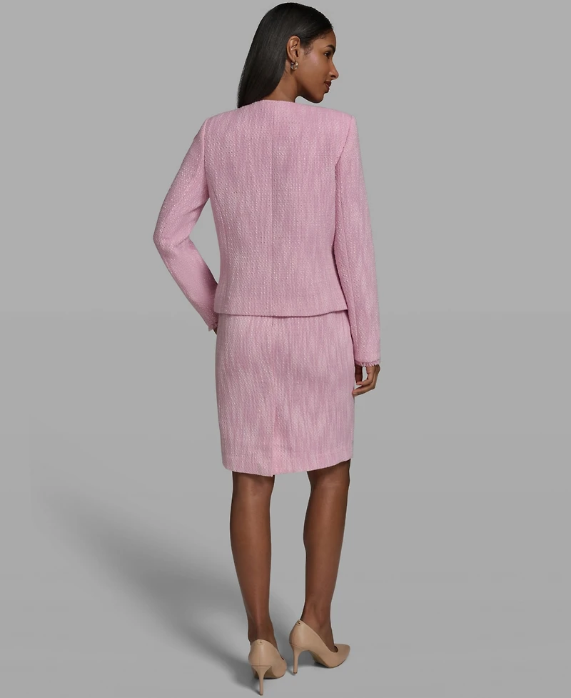 Karl Lagerfeld Paris Women's V-Neck Woven Cropped Jacket