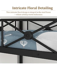 gaomon Metal Bunk Bed Twin Over Twin, Industrial Bunkbeds Heavy Duty with Safety Guard Rails and Space-Saving Design, Steel