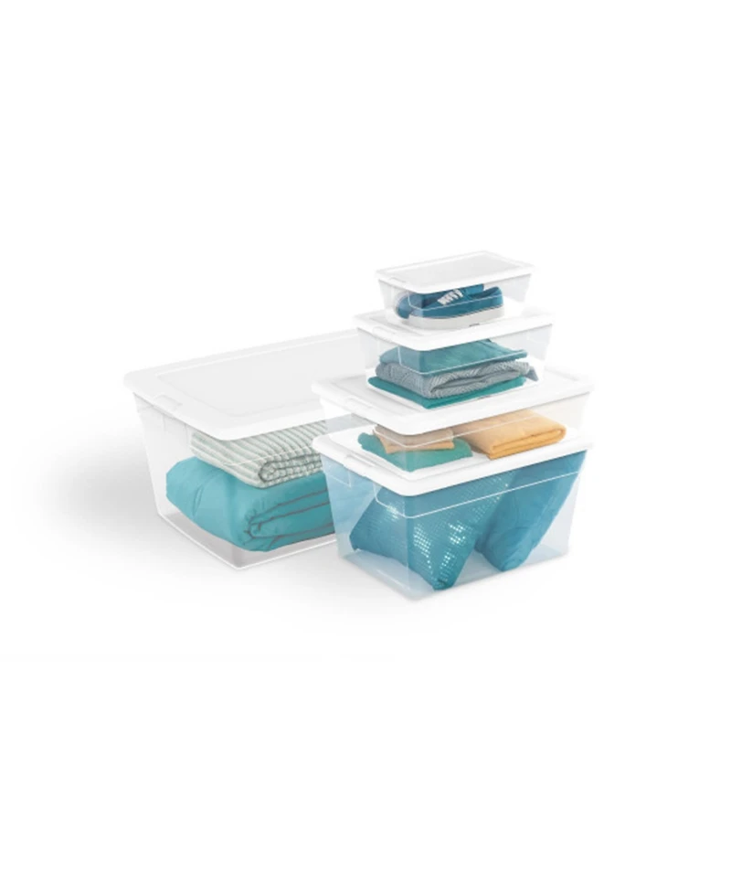 Sterilite 90 Quart Storage Box Container with Clear Base & White Lid, (8 Pack)