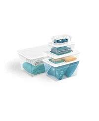 Sterilite 90 Quart Storage Box Container with Clear Base & White Lid, (8 Pack)