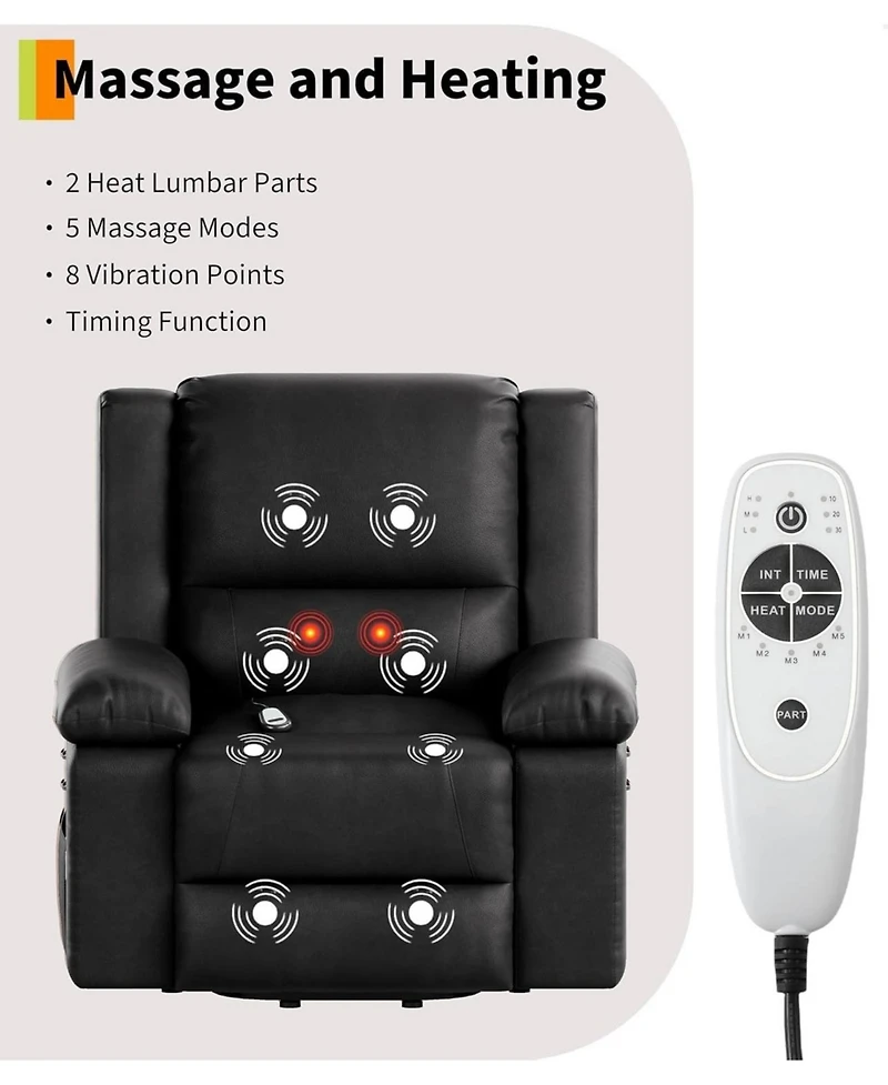 gaomon Power Lift Recliner Chair, Home Theater Seating with Lumbar Support, Faux Pu Leather Recliner Sofa Adjustable Back and Legs