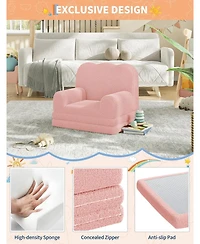 gaomon Kids Couch, 2-in-1 Comfy Toddler Couch Fold Out, Convertible Sofa to Lounger Foam Kids Chair with Soft Sherpa