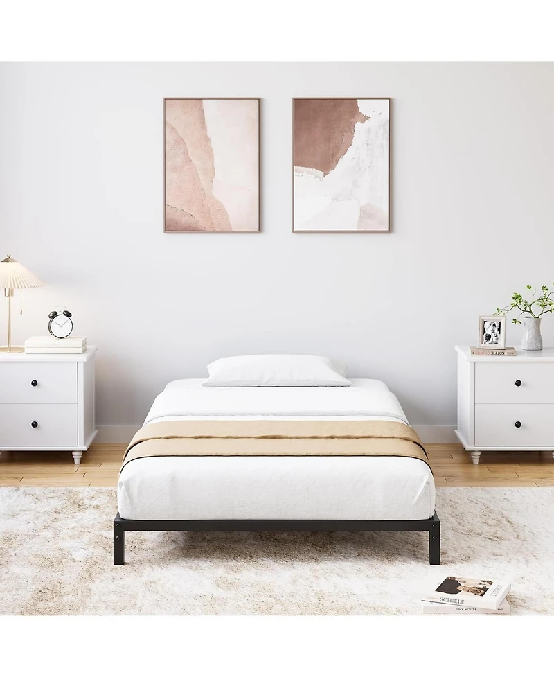 gaomon 8 Inch Twin Size Metal Bed Frame – Heavy Duty Platform Bed with Storage Space,Steel Support,No Box Spring Needed, Easy Assembly