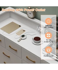 gaomon 8 Drawer Dresser with Charging Station and Rgb Lights, Wide Bedroom Chest with Outlets and Usb