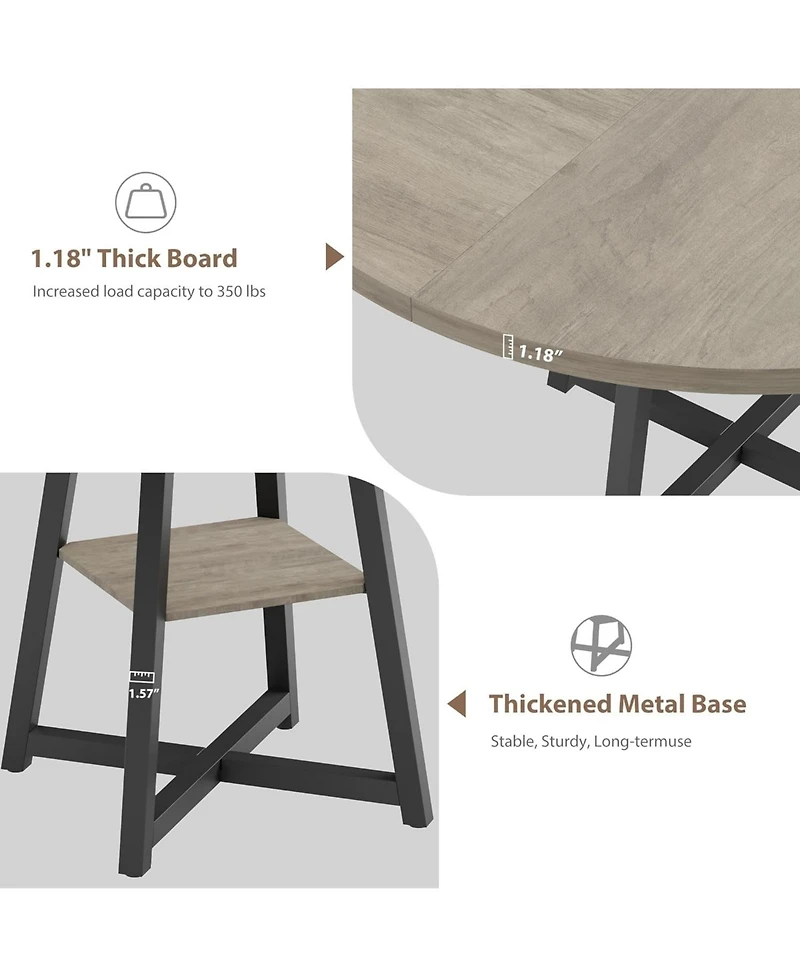 gaomon Kitchen Table Industrial Round Dining Table 47 Inch Kitchen Table Set for 4 to 6 Dinner Table