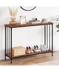 gaomon Console Table, Sofa Tables Narrow Entryway Table with Glass Shelf and Metal Frame, 415" Behind Couch Industrial Hallway for Living