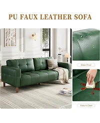 gaomon 3-Seater Sofa Couch, 83" Faux Leather Sofa with Spring Cushion, Modern Deep-Seat Sofa with 2 Removable Back Cushions