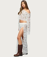 Edikted Women's Milana Slit Sheer Lace Maxi Skirt