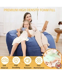 gaomon 4FT Giant Bean Bag Chair with Filling, Round Bean Bag Sofa for Adults Teens, Big Sofa Bean Bag Chairs Soft Velvet Beanbag for Bedroom