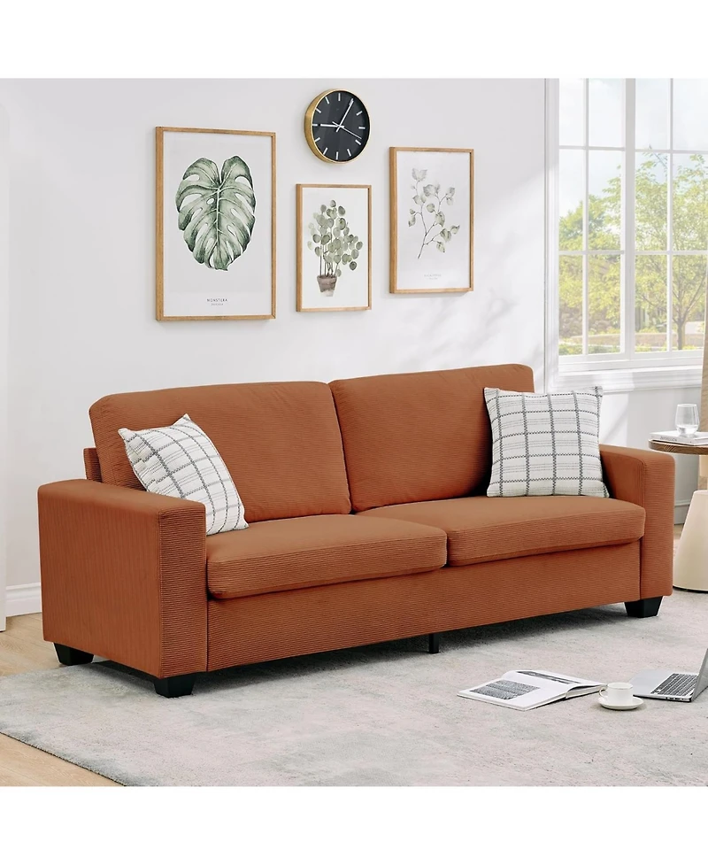 gaomon 83" Modern Sofa, Corduroy 3 Seater Deep Seat Couch with Wide Armrest, Removable Washable Cushion Cover, Comfy Sofa for Living Room Bedroom