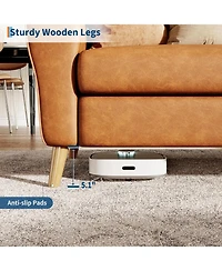 gaomon 84" Sofa, 3 Seater Couch for Living Room, Modern Loveseat, Pu Leather Sofa with Deep Seats and Wide Armrests, Wood Legs, Easy Assembly