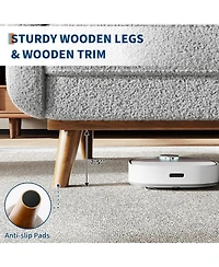 gaomon 65" Mid Century Modern Loveseat Sofa for Small Spaces, 2 Seater Boucle Upholstered Couch with Button Tufted Design & Wood Legs