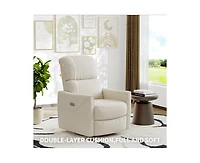 gaomon Power Recliner Chair Swivel Glider, Upholstered Faux Leather Nursery Reclining Sofa Chair with Charging Port