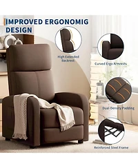 gaomon linen fabric manual recliner chair with side pocket, high backrest