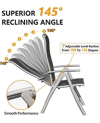 Clihome Patio Folding Chairs Set of 2, Aluminium Frame Outdoor Reclining Patio Chairs Soft Cotton-Padded Seat
