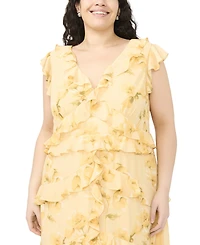 Msk Plus Ruffle Trim V-Neck Dress