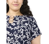 Msk Plus Printed O-Ring Shift Dress
