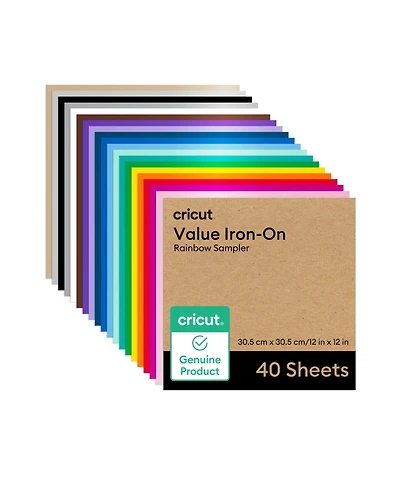 Cricut Value Iron-On Vinyl Sheets, Rainbow Sampler - 12 in x 12 in (40 count)