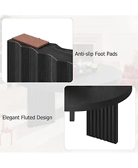 gaomon 335" Round Coffee Table, Circle Center Table with Fluted Legs & 13" Thick Top, Accent Cocktail Tables for Living Room, Bedroom, Easy