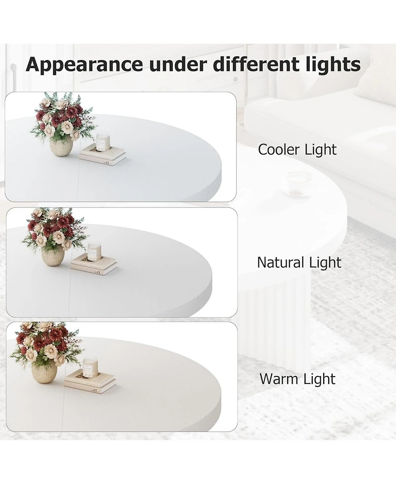 gaomon 335" Round Coffee Table, Circle Center Table with Fluted Legs & 13" Thick Top, Accent Cocktail Tables for Living Room, Bedroom, Easy