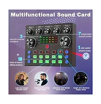 ZealSound Podcast Equipment Bundle Audio Interface with All In One Live Sound Card Professional Condenser Microphone for Recording Live Streaming