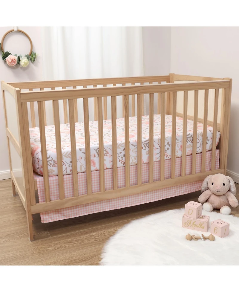 The Peanutshell Crib Bedding Set for Baby Girls, Whimsical Floral, 3 Pieces