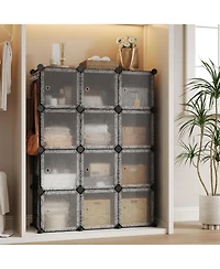 gaomon Space-Saving Modular Shoe Storage Cabinet – 12-Cube Stackable Organizer with Doors