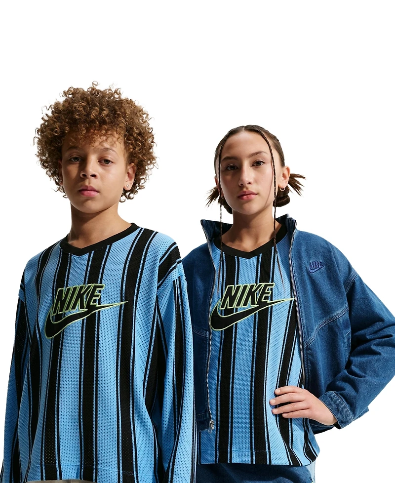 Nike Boys' 4-20 Striped Long-Sleeve Sweatshirt
