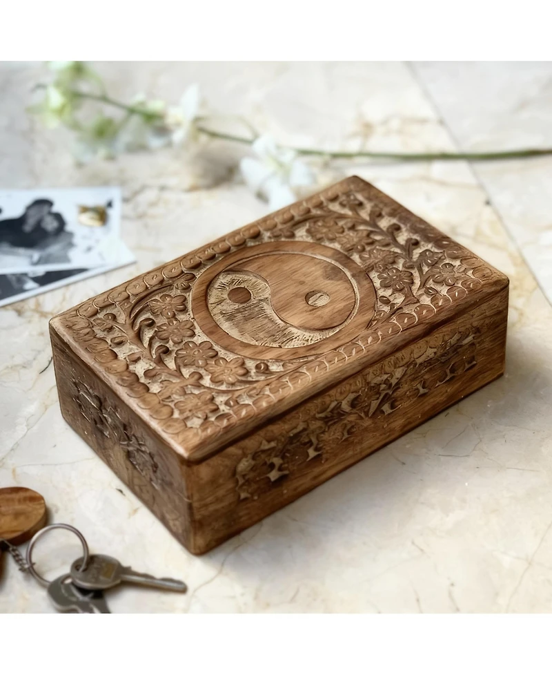 Yigii Handmade Wooden Box Organizer - Yin Yang Design