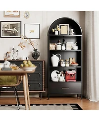 Yigii Stylish Metal Arched Bookshelf Cabinet for Home Office and Living Room