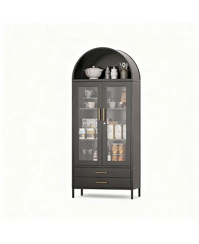 Yigii Stylish Metal Arched Bookshelf Cabinet for Home Office and Living Room